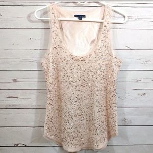 American Eagle blush pink sequin tank sz 8